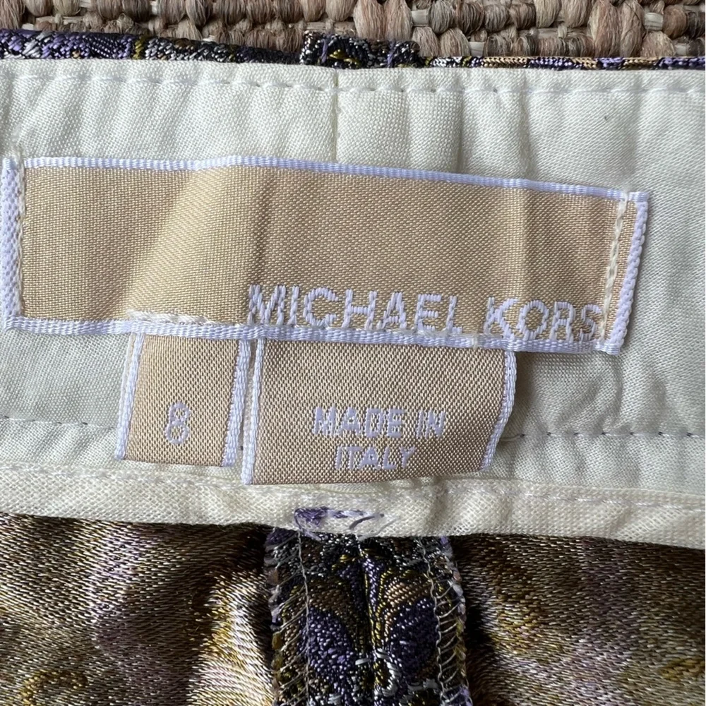 Michael Kors Collection Purple‎ Silk Brocade Trousers Womens 8